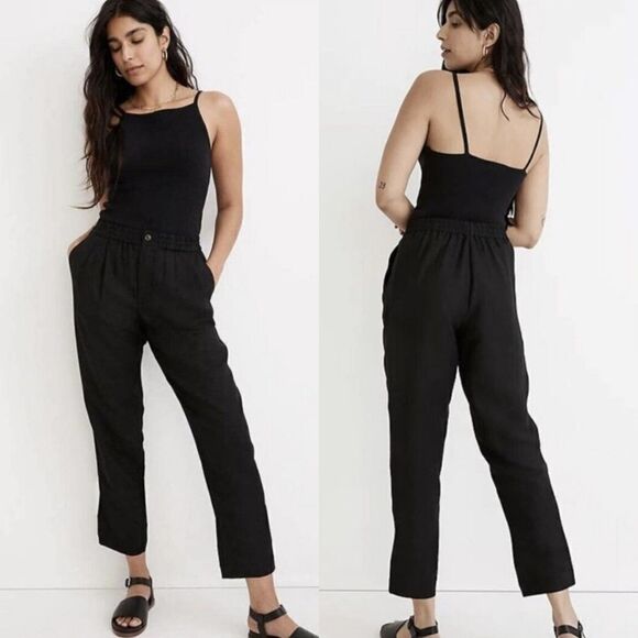 Madewell Tall Linen-Blend Pull-On Tapered Pants Size Small - Picture 1 of 8